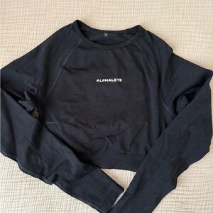 Alphalete Women's Black Long Sleeve Crop Sweatshirt